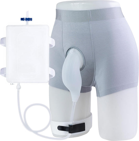 SorealGroup External Catheter for Men with Detachable Silicone Urine Bag (1000mL) | Wearable Urine Collector for Men with Reusable Tube 39.4in, Adjustable Anti-Slip Straps | Home & Daily Use - Image 1