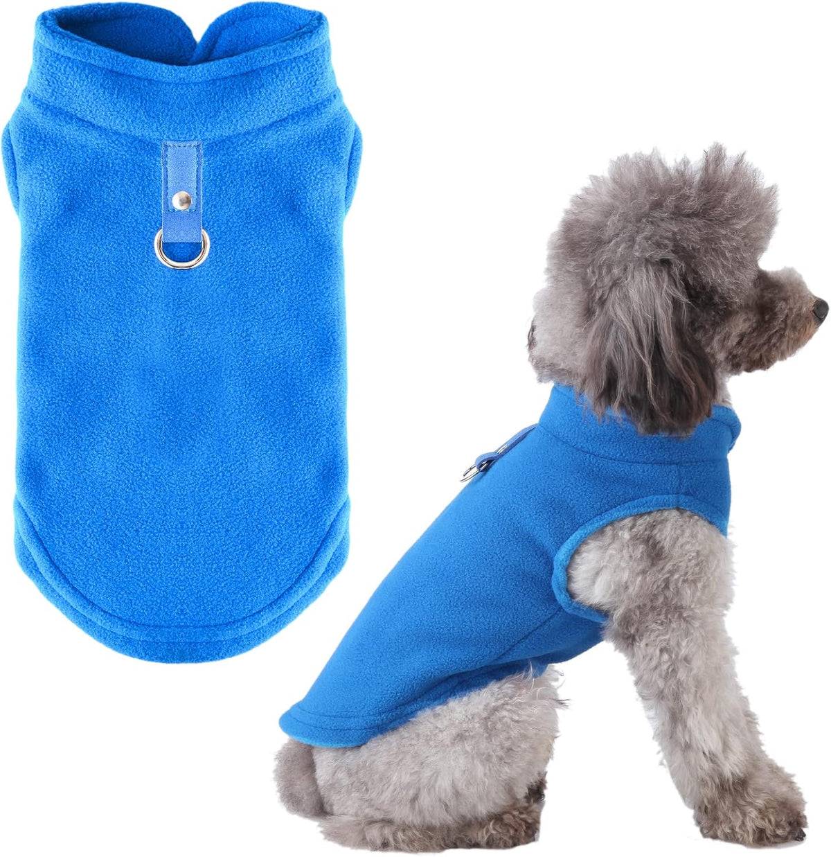 PETCARE small dog sweater blue fleece vest front view