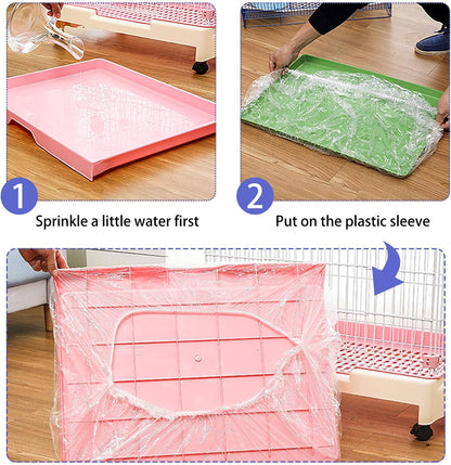 Small animal cage cleaning with plastic liner bag