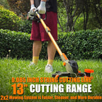 Lightweight 5.2 pounds electric grass trimmer with telescopic handle extended