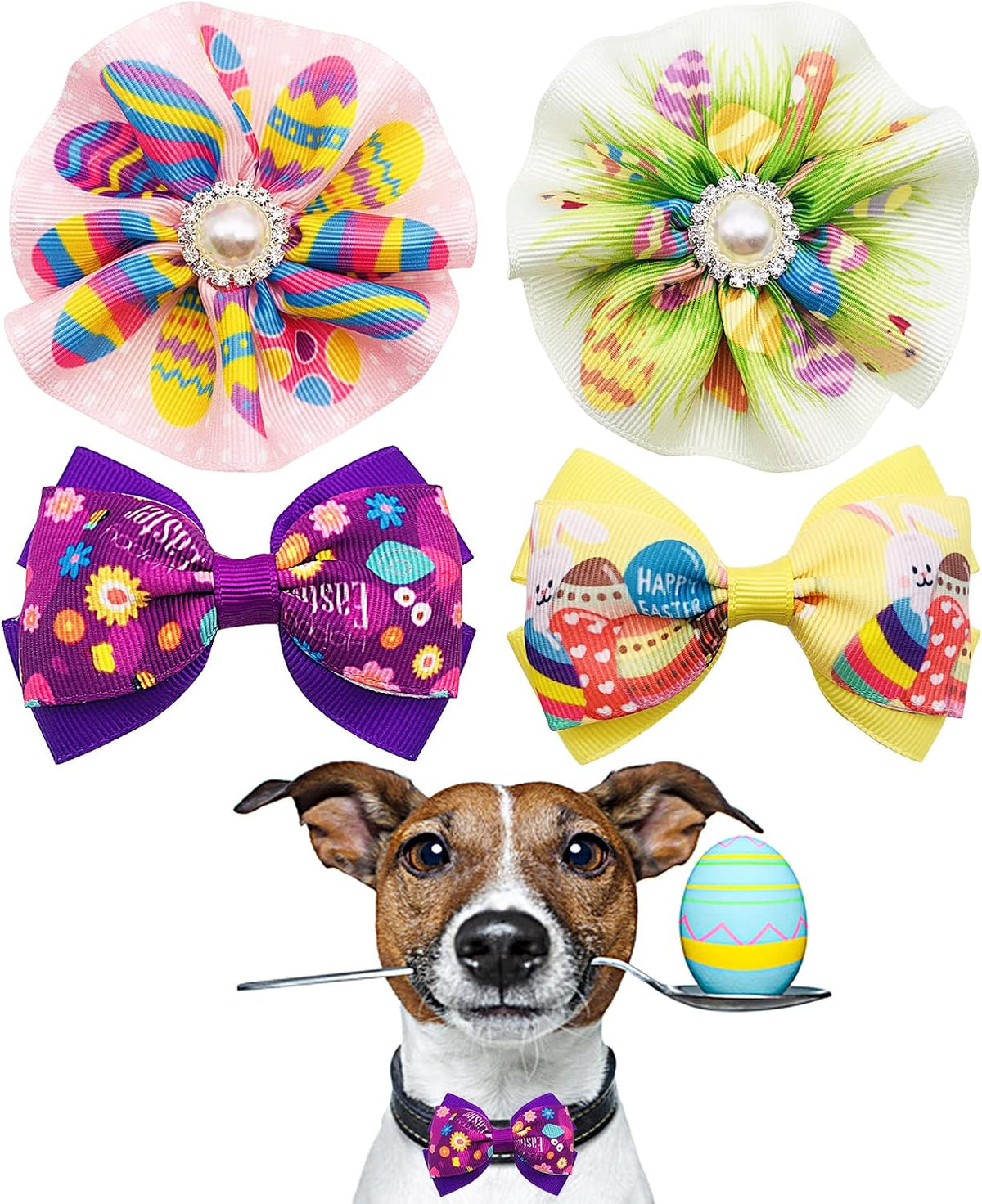 Detailed product layout of the Pet Show four piece hypoallergenic pet charms collection.