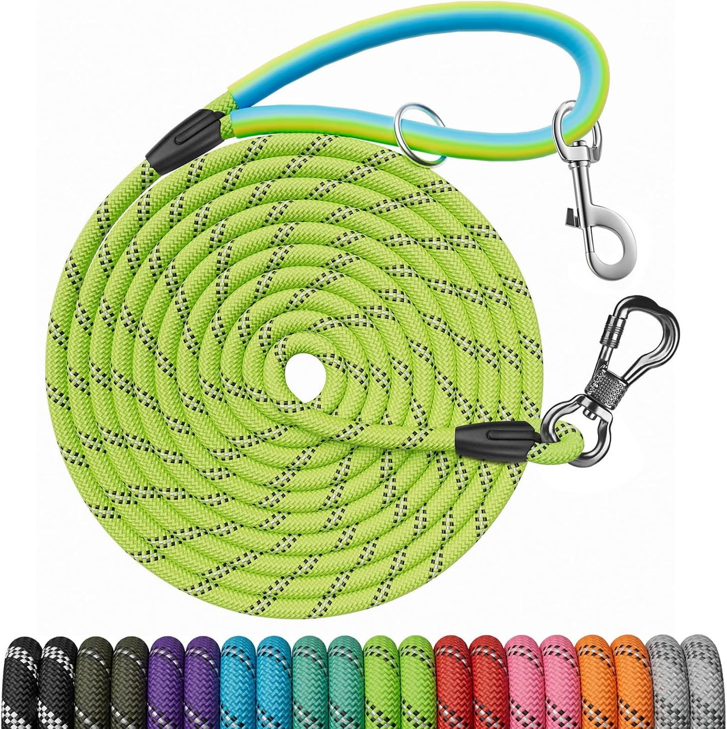 NTR 30 FT Dog Leash, Obedience Recall Training Agility Lead, with 2 Swivel Hooks, Reflective Threads and Soft Handle, Puppy Leash for Walking, Hunting, Camping for Small Medium and Large Dogs-Black - Image 11