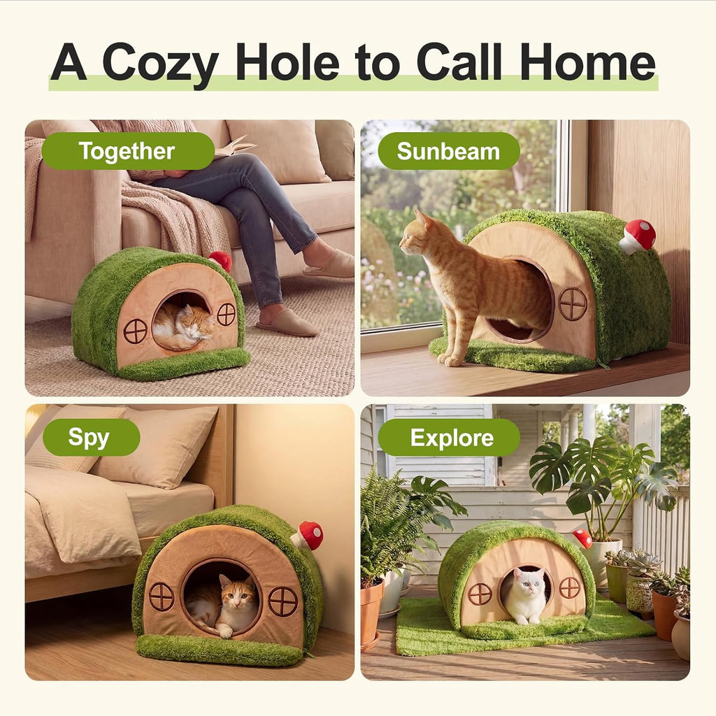 Full view of Mellownido kitten bed tent on floor