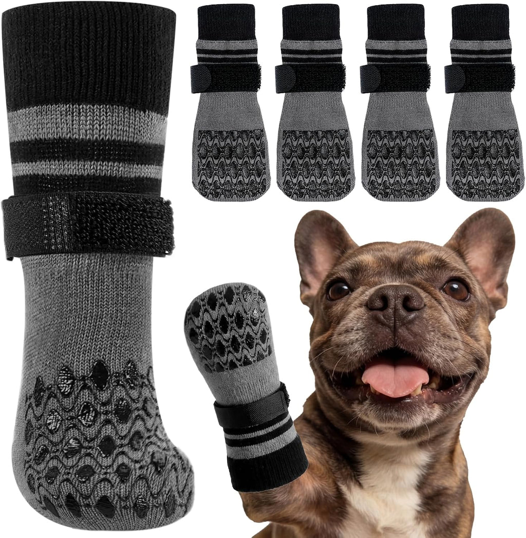 Kuoser anti-slip dog socks front view showing grippy soles.