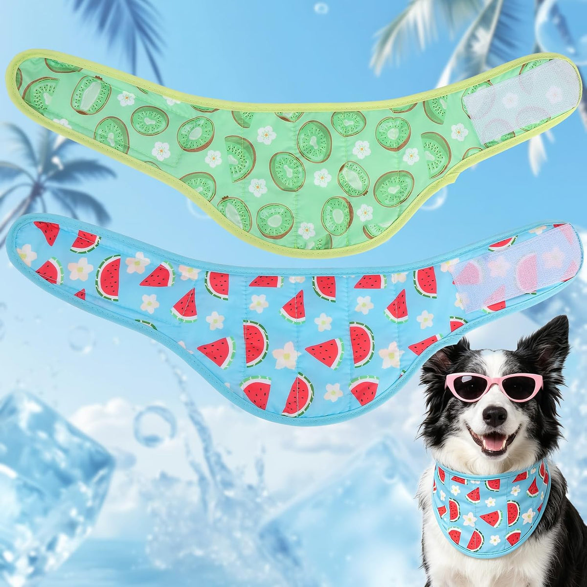 EXPAWLORER Dog Cooling Bandana - 2 Pack Instant Cool Chill Out Dog Scarf, Adjustable Summer Outdoor Ice Neck Cooler Vest, SAP Ice Crystal Powder Physical Cooling Pet Handkerchiefs, Tropical Large - Image 10