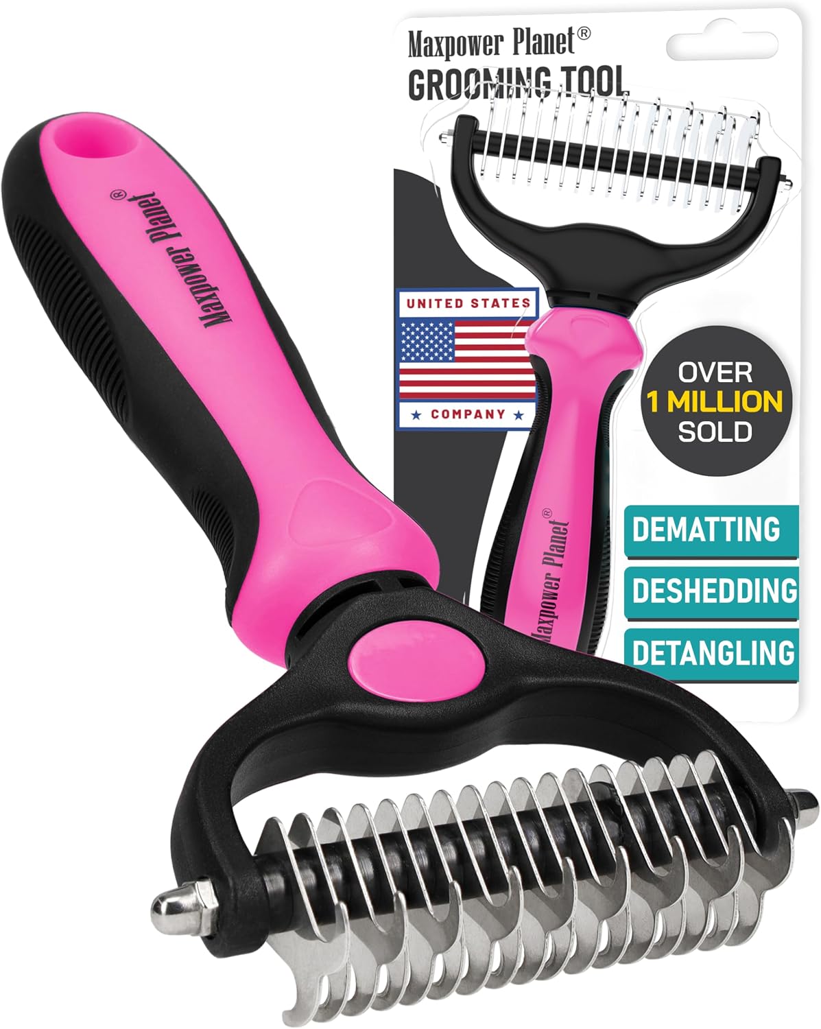 Maxpower Planet Original Pet Grooming Rake - Double-Sided Deshedding Dematting Tool, Undercoat Rake for Dogs & Cats, Extra-Wide Dog Grooming Brush & Deshedder Comb for Long Hair, Reduces Shedding 95% - Image 12