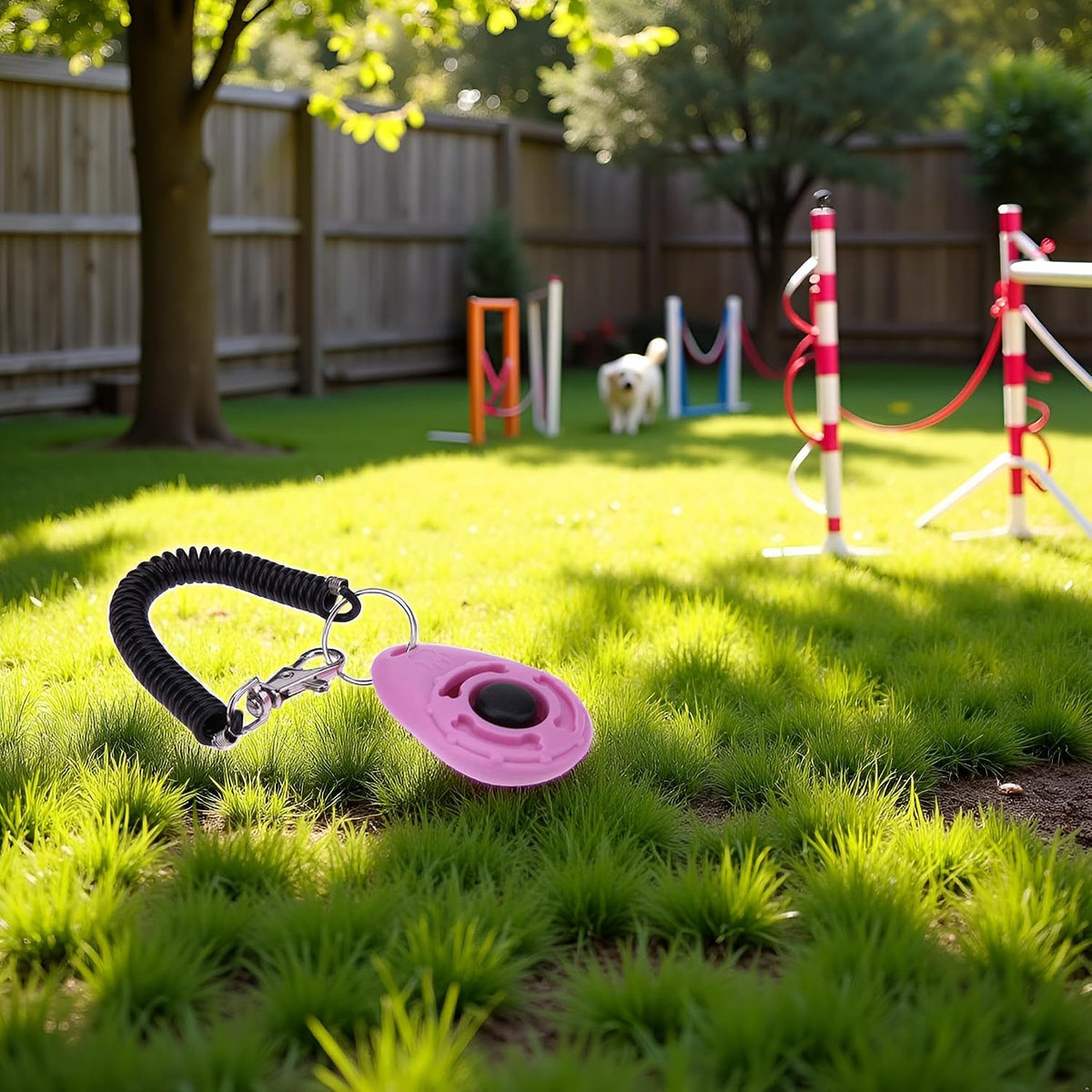 Jinshining pet behavior aid clicker with black button and coiled wrist strap