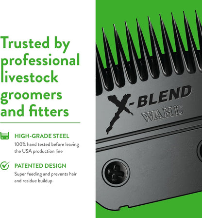 Wahl X-Blend professional grooming blade showing beveled tips for clean cuts