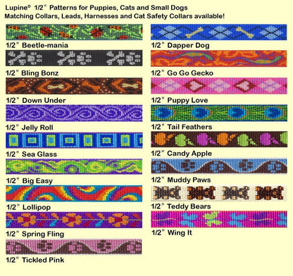 Close up of LupinePet Go Go Gecko woven nylon pattern