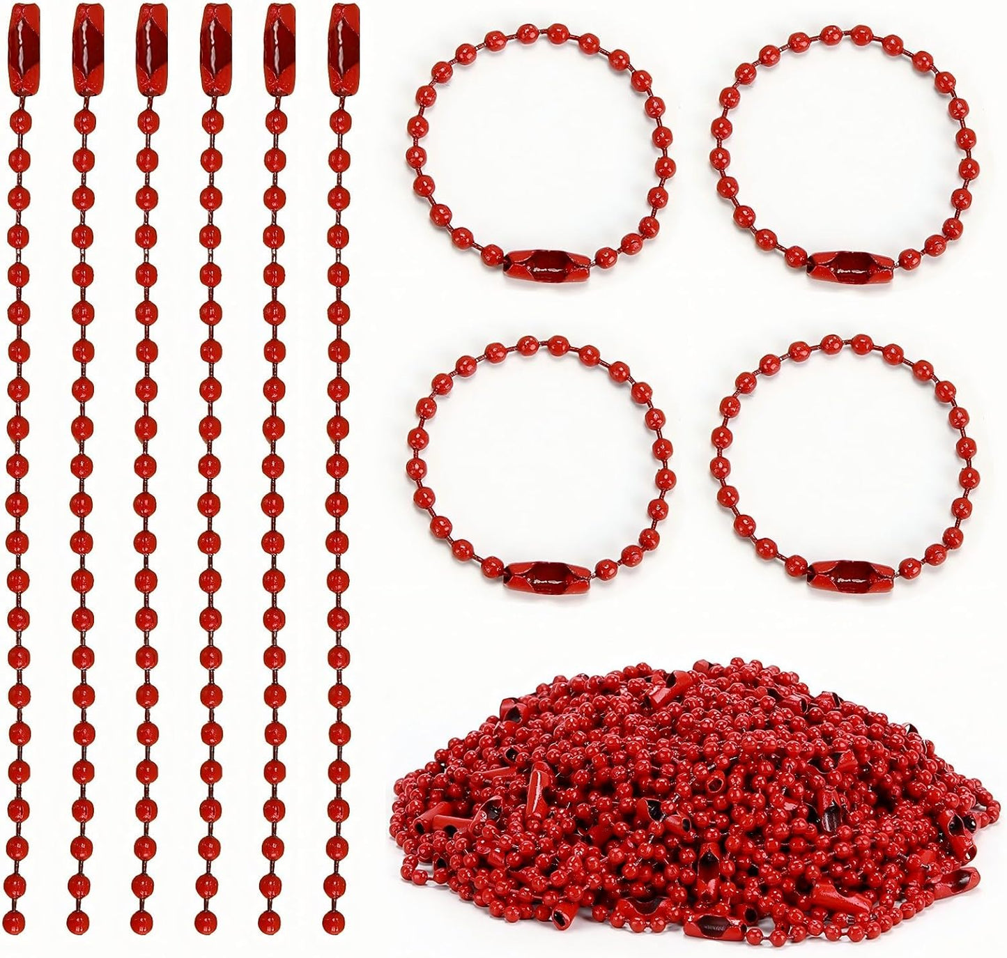 1000 pcs 3.9 in Ball Chains Keychain Tag Keychain Ball Chain Bulk,Beaded Chain Connector Chains for Keychains,Dog tag Chain Key Chain Links,Silver Nickel Plated Metal 2.4mm Ball Bead Chains - Image 9