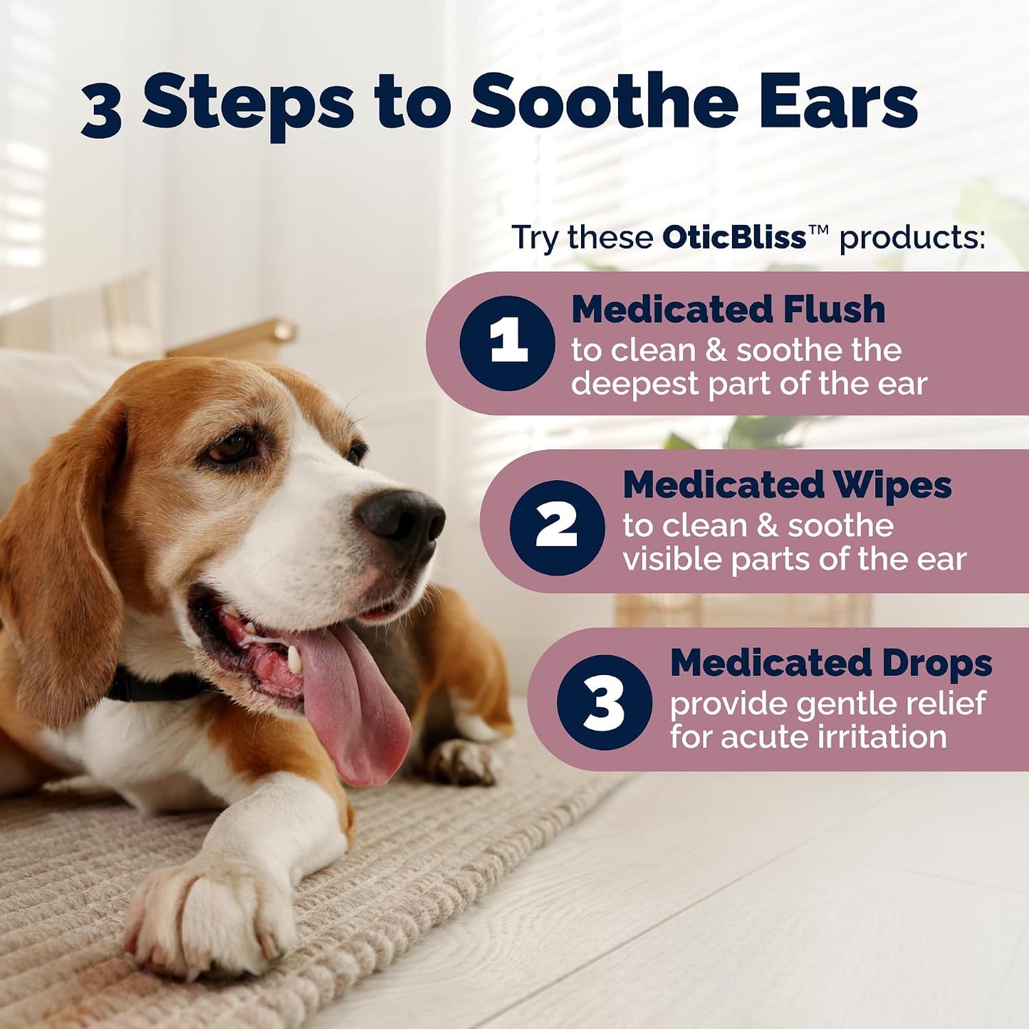 Vetnique Oticbliss dog ear infection treatment wipes 50 count jar