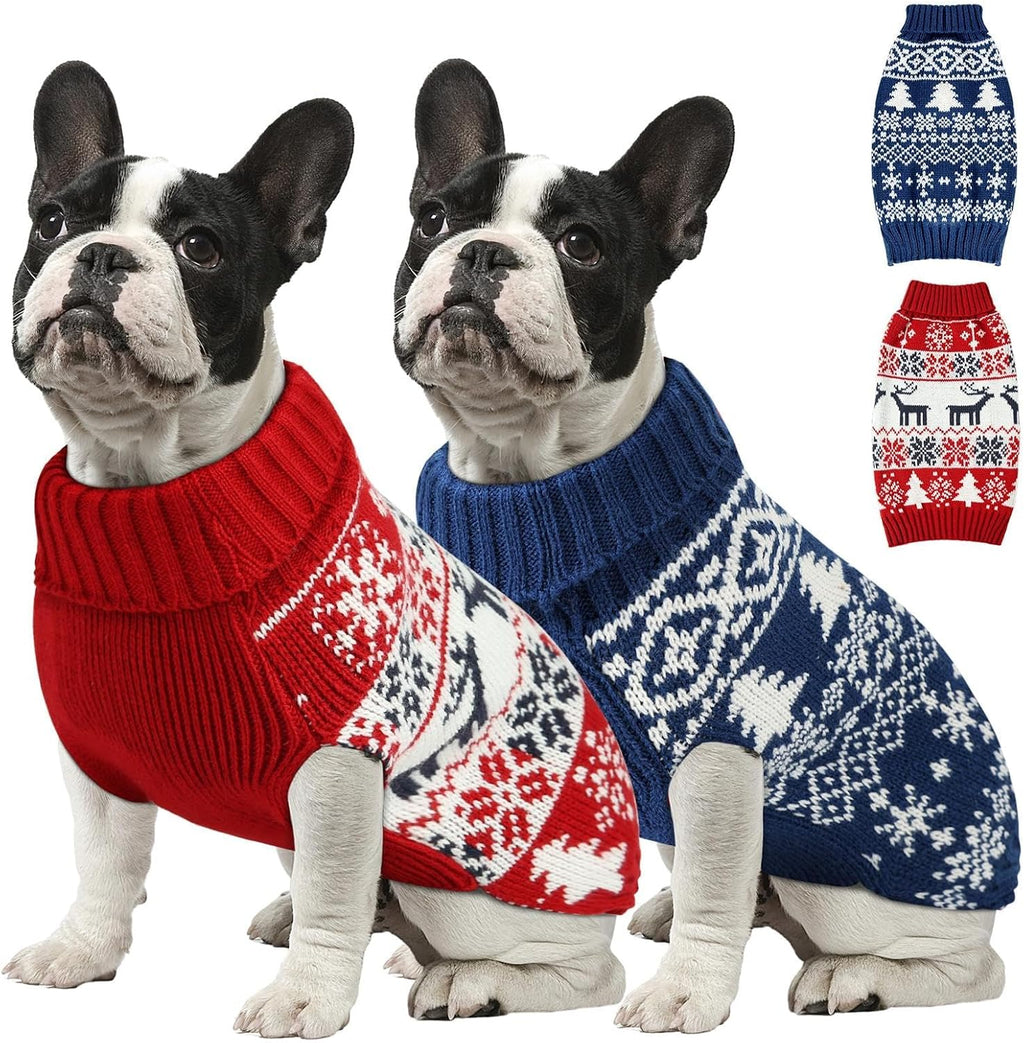 Christmas Dog Sweaters for Small Medium Large Dogs and Cats,Pet Soft Warm Holiday Outfit Girl & Boy,Pup Winter Clothes Turtleneck Double Knitting Collar for Outdoors Playing (Deer, M) - Image 9