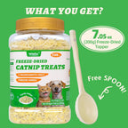 Low calorie cat treats with chicken and egg yolk ingredients highlighted on packaging