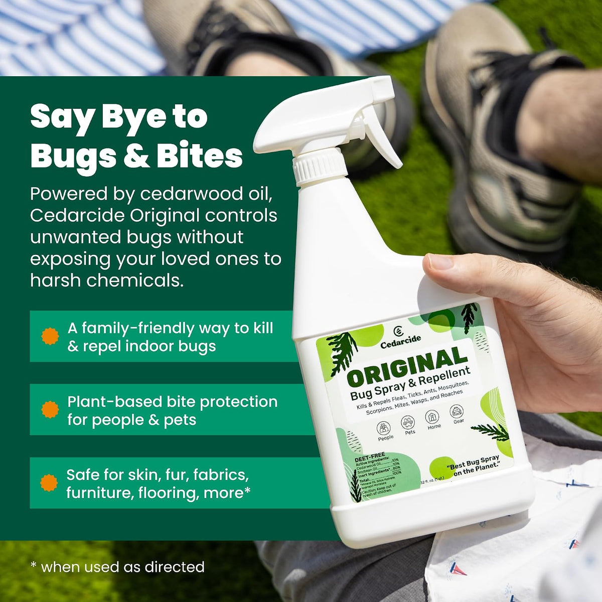 Cedarcide original bug spray gallon jug texture and color