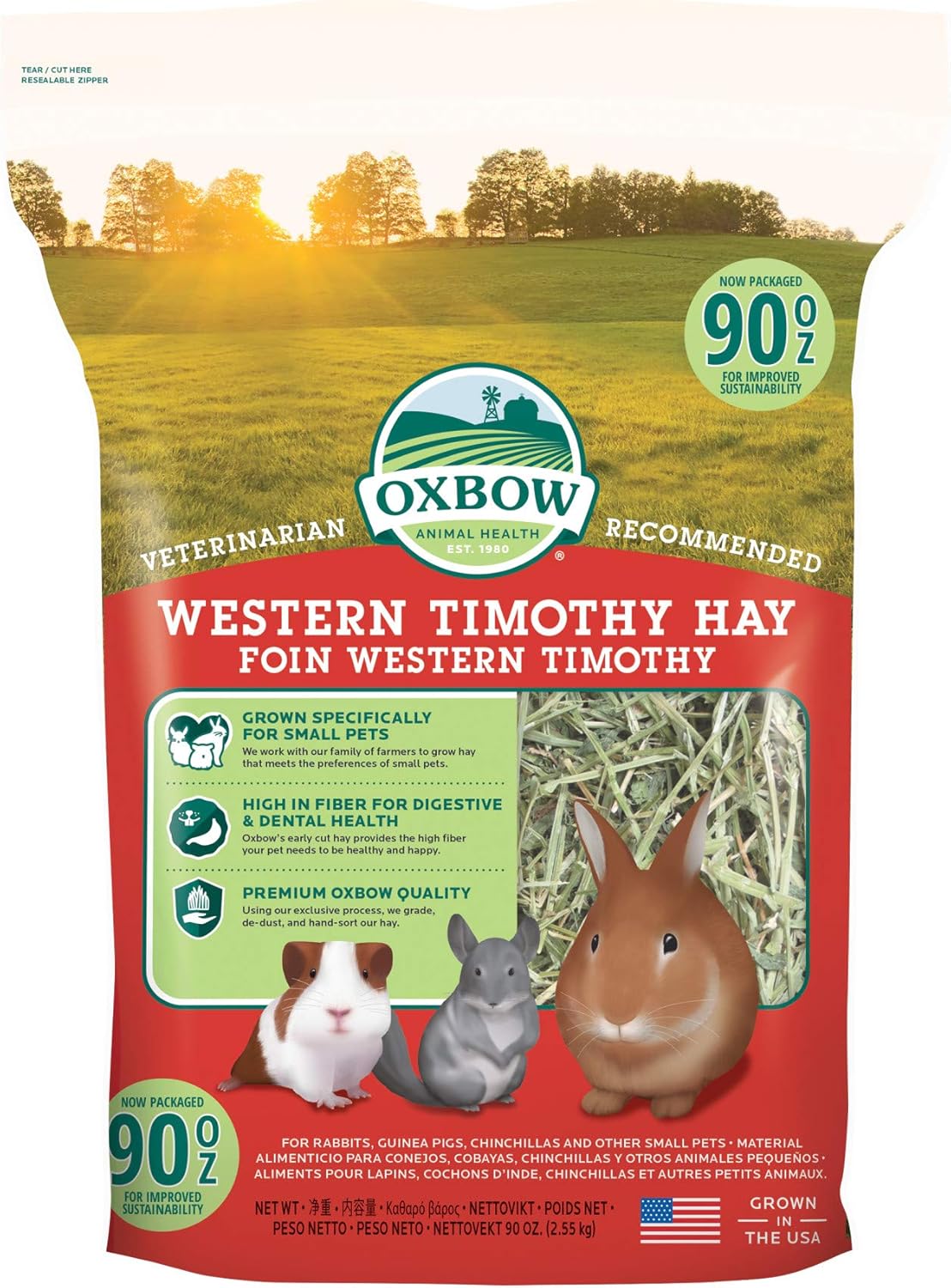 Oxbow Western Timothy Hay 90 ounce bag front view