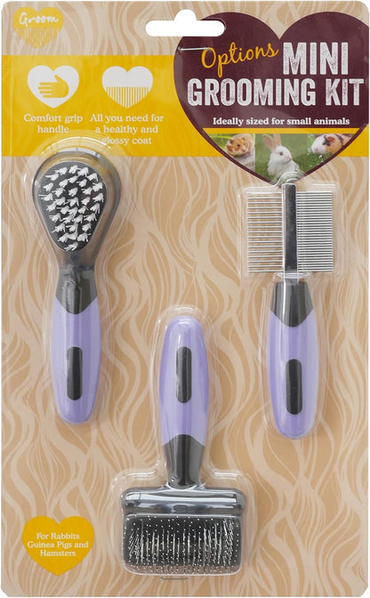 Rosewood Options Mini Grooming Set front view showcasing three pet brushes