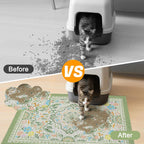 Premium PVC cat food and litter trapping mat in a modern home setting