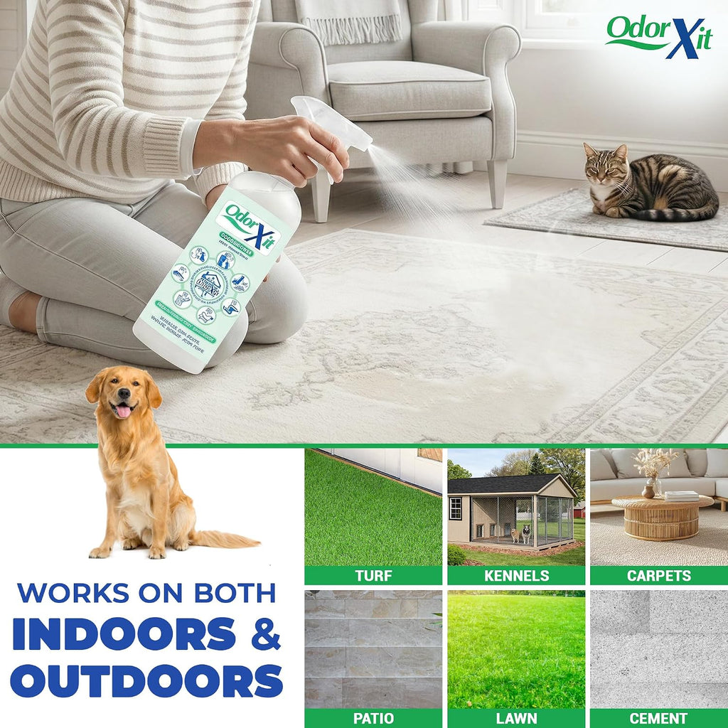 OdorXit natural pet odor neutralizer for indoor carpets.