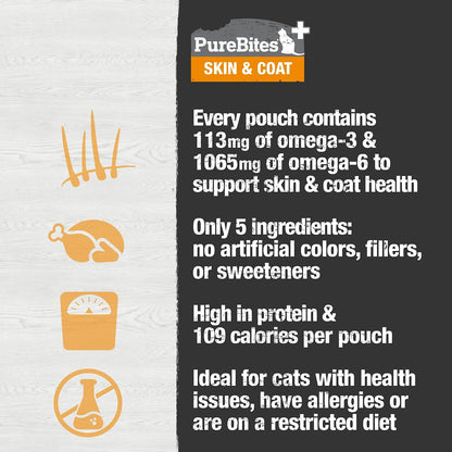 PureBites Skin and Coat cat treat 15 count case packaging