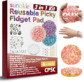 Sunolkie reusable picky fidget pad front view showing colorful embedded beads