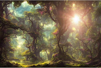 Mystical Dark Forest Aquarium Background Fantasy Glowing Neon Light Forest World Terrarium Background Mysterious Foggy Forest with Path Fish Tank Background Forest Aquarium Backdrop 36x18in - Image 15