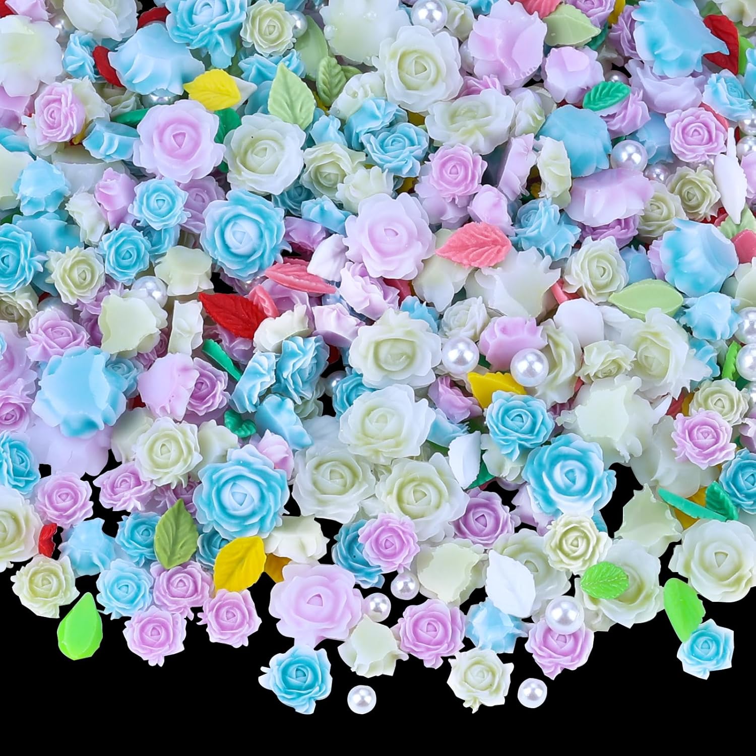 Kikonoke 400 Pieces Camellia Flower Nail Charms front view