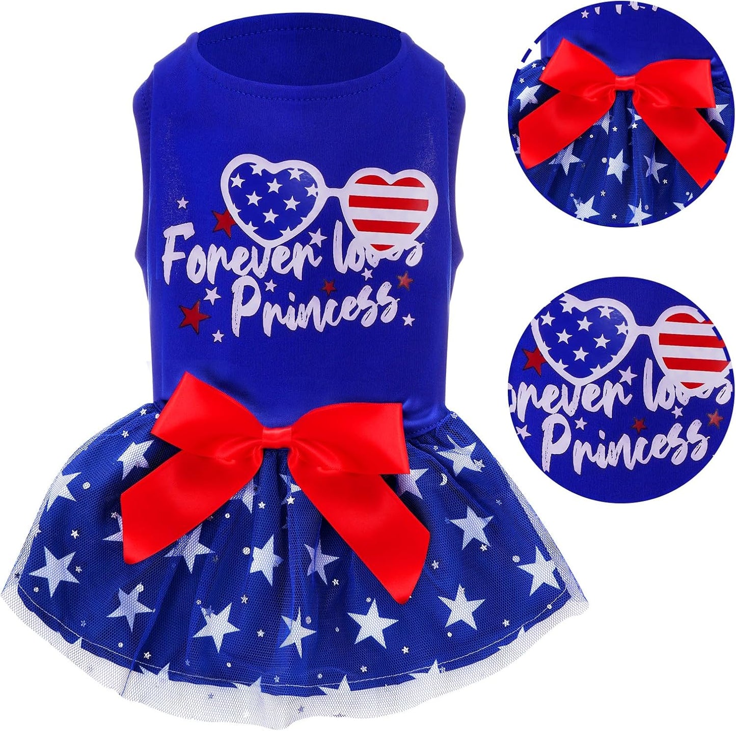 Phnydreg patriotic puppy printed princess skirt with sparkly stars