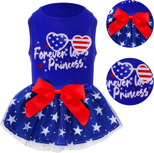 Phnydreg patriotic puppy printed princess skirt with sparkly stars