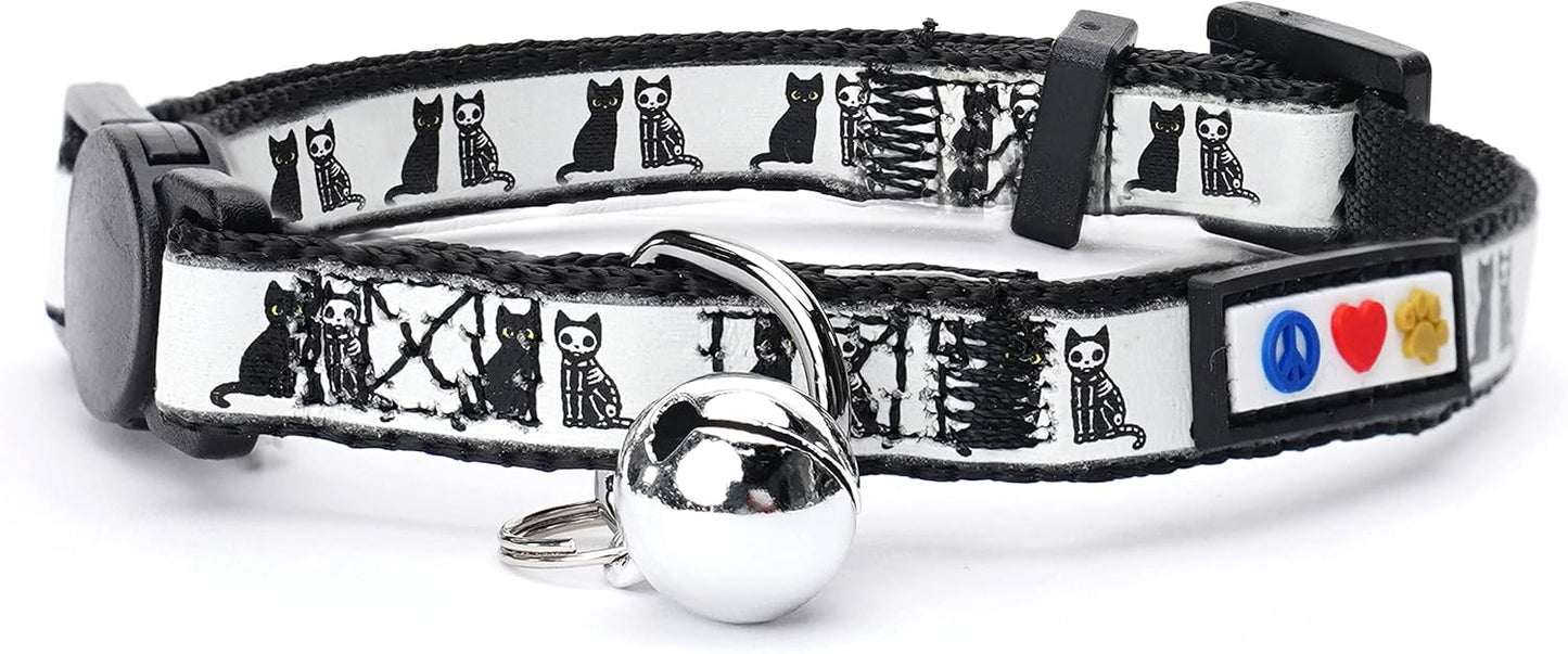 Pawtitas Glow in the Dark Cat Collar with Breakaway Safety Buckle & Bell Adjustable Kitten Collar, Pink - Image 14