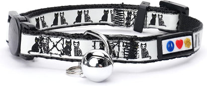 Pawtitas Glow in the Dark Cat Collar with Breakaway Safety Buckle & Bell Adjustable Kitten Collar, Pink - Image 14