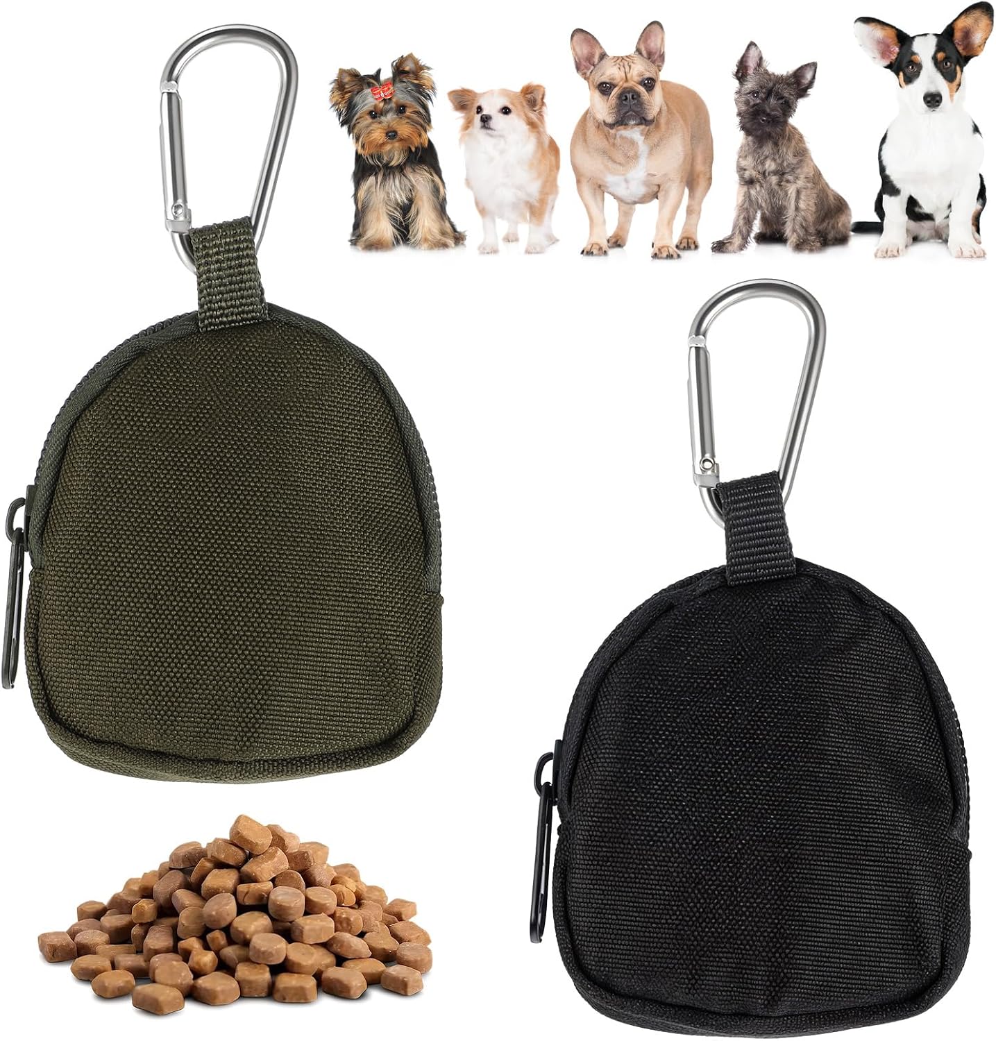 Tweruna 2 pieces dog treat pouch front view for pet training