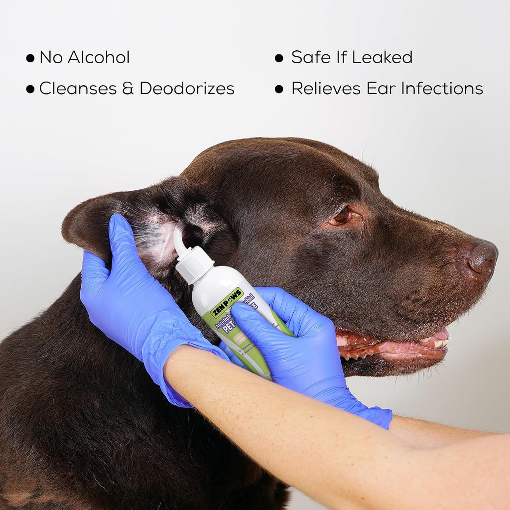 Close up of Zenpaws pet ear care 4 fluid ounces bottle