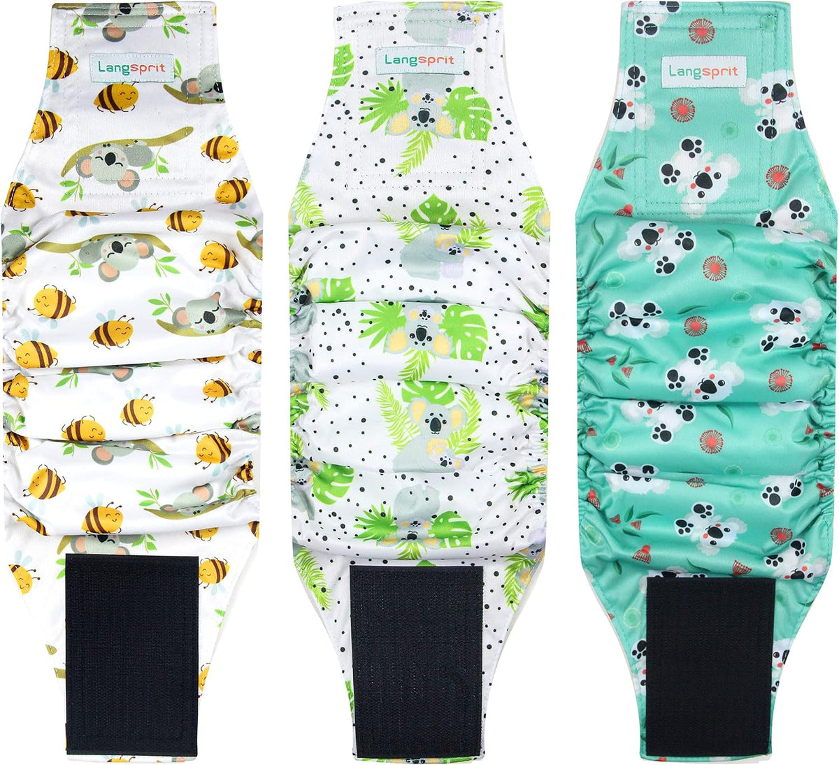 Langsprit Male Belly Bands for Dogs (Pack of 3) - Dog Diapers Male - High Absorbing Dog Wraps Washable - Reusable Small Doggy Doggie Puppy Dog Diapers (Sloth,Whale,Dinosaur, Small) - Image 12