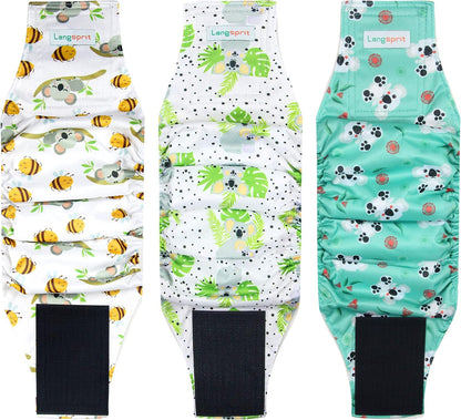 Langsprit Male Belly Bands for Dogs (Pack of 3) - Dog Diapers Male - High Absorbing Dog Wraps Washable - Reusable Small Doggy Doggie Puppy Dog Diapers (Sloth,Whale,Dinosaur, Small) - Image 12