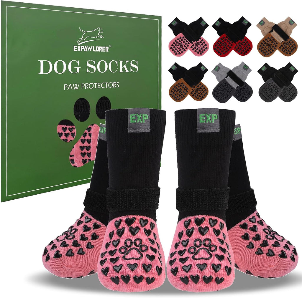 EXPAWLORER Anti Slip Dog Socks to Prevent Licking Paws, Dog Shoes for Hot Pavement Walk, Dog Booties for Hardwood Floors, Dog Boots & Paw Protectors with Grippers for Small Medium Large Senior Dogs M - Image 12