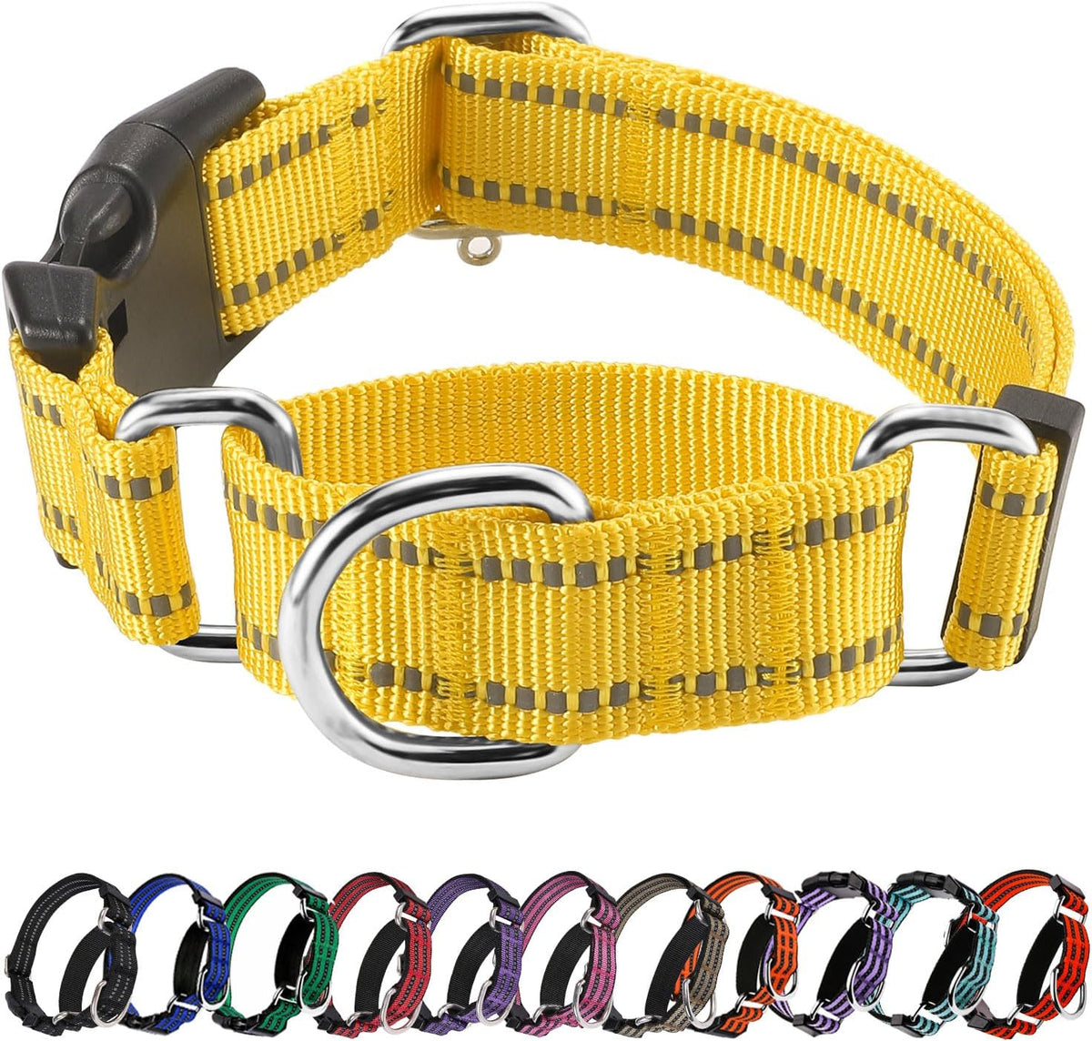 Hikiko Martingale Collar for Dogs Reflective Nylon Dog Collar with Quick Release Buckle Adjustable Training No Slip Dog Collars (Medium, Purple) - Image 10