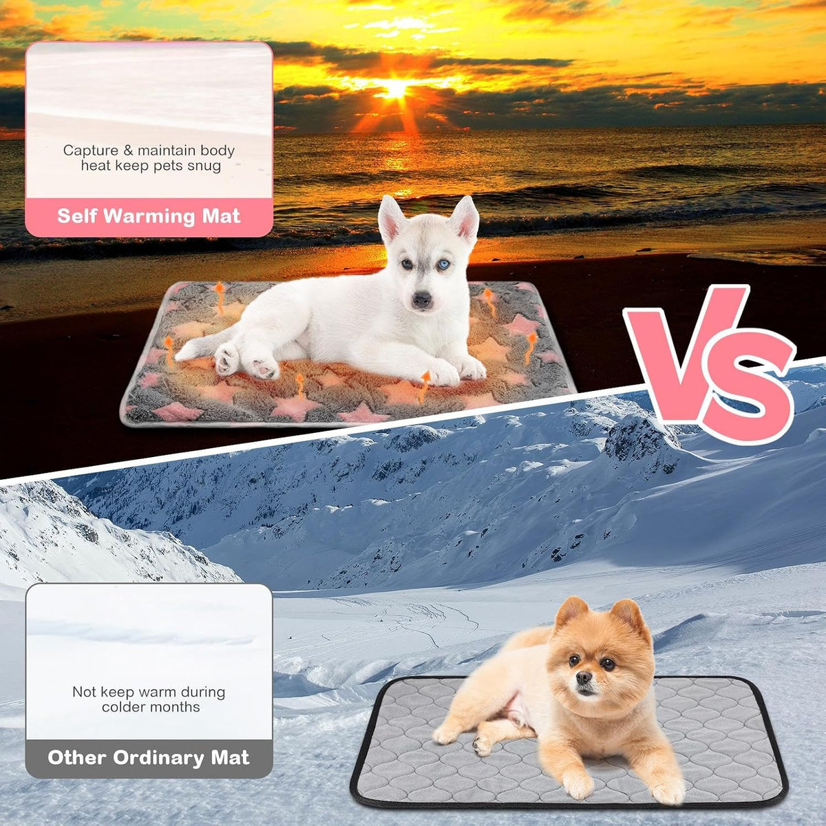 Clysee star pattern thermal puppy pad on a living room sofa