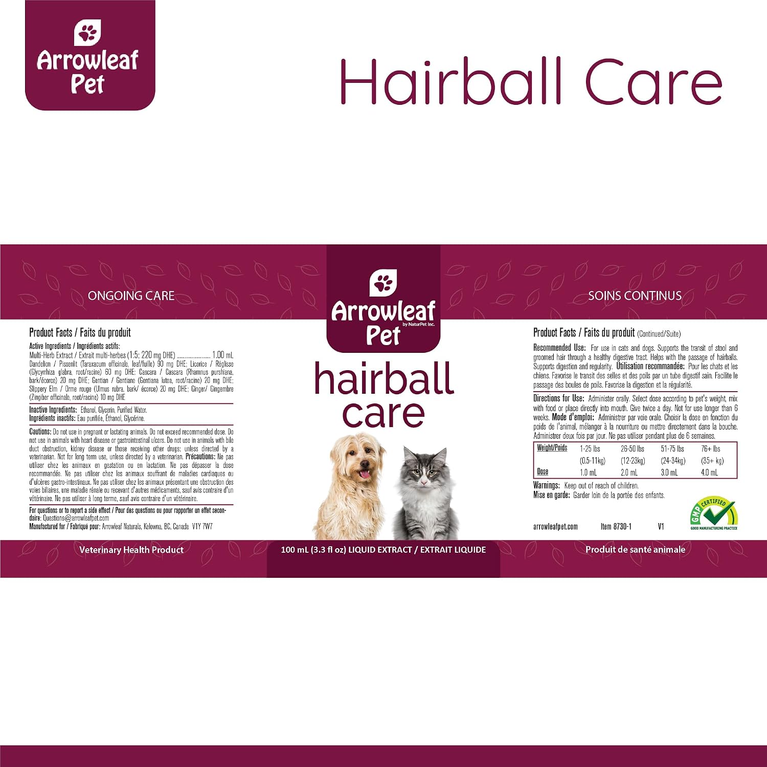 Liquid supplement for feline and canine regular bowel movements bottle view.