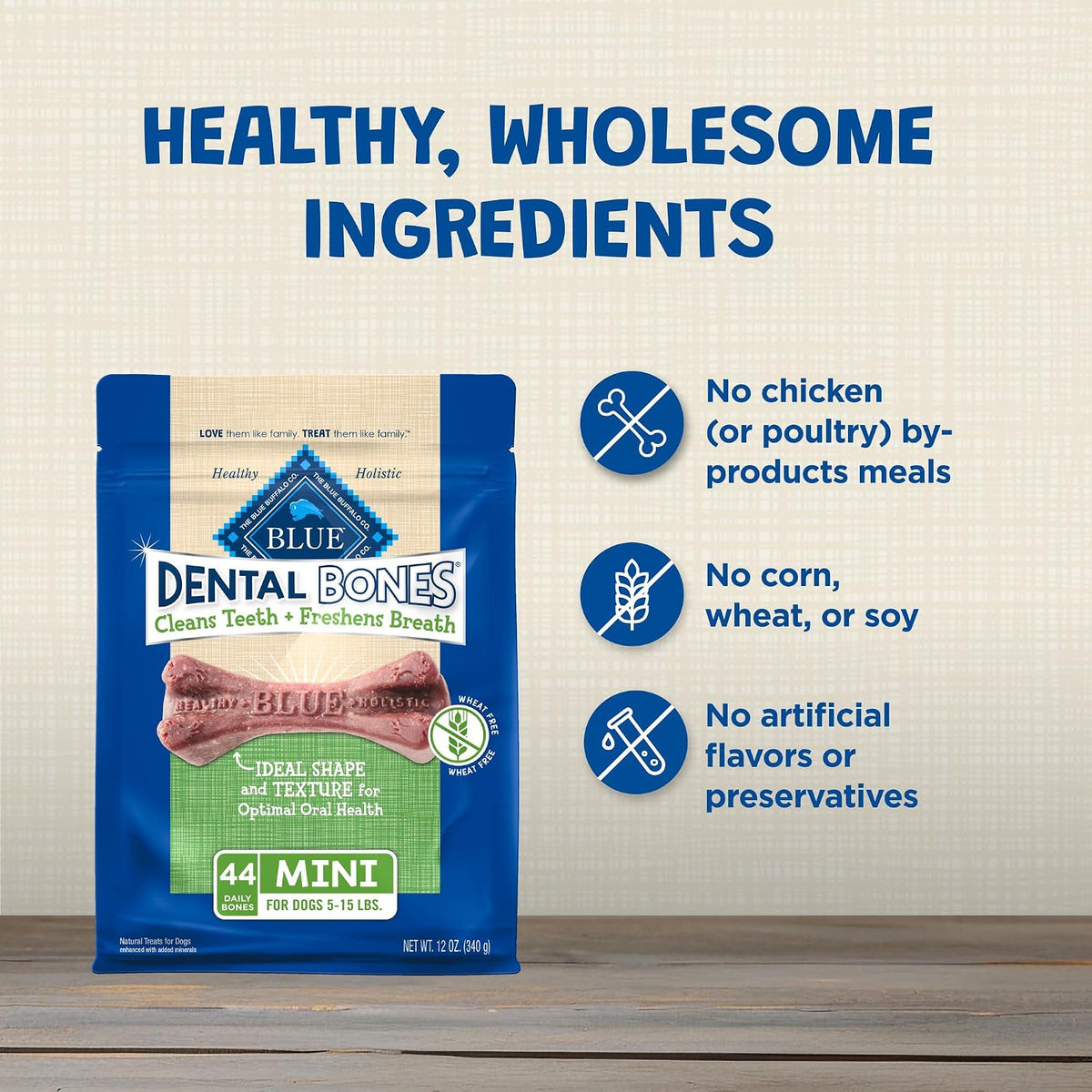 Nutritional information and daily feeding guidelines text on the authentic USA imported pet treat bag.