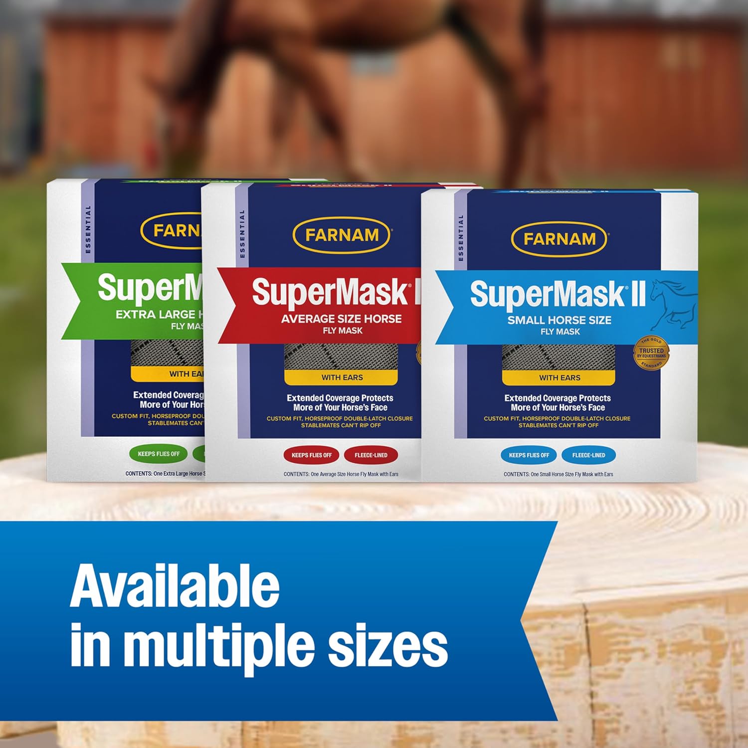 Farnam SuperMask II Horse Fly Mask WITH EARS, Extended Coverage Equine Fly Protection, Protects Eyes from Insects, Debris & UV, Adjustable Throat Latch, Plush Fleece Trim, Average Size - Image 6