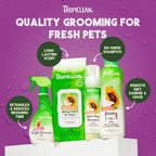 Back view of TropiClean 2-in-1 papaya pet shampoo showing directions and formulation details
