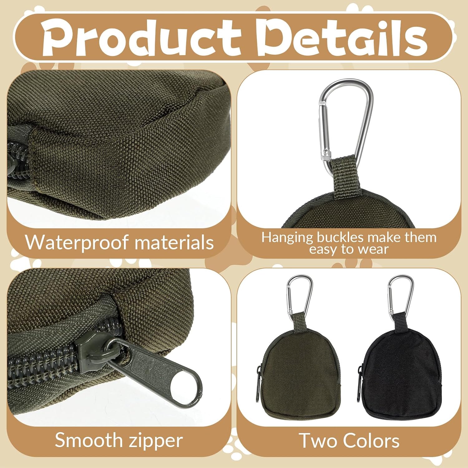 Two dog training treat pouches in olive green and black