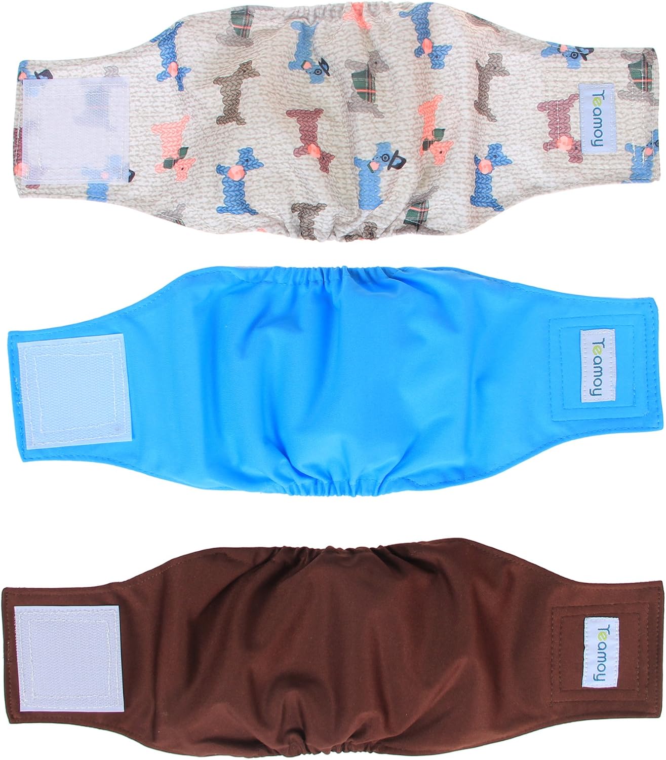 Teamoy Reusable Wrap Diapers for Male Dogs, Washable Puppy Belly Band Pack of 3 (M, 13"-16" Waist, Black+ Gray+ Lake Blue) - Image 14