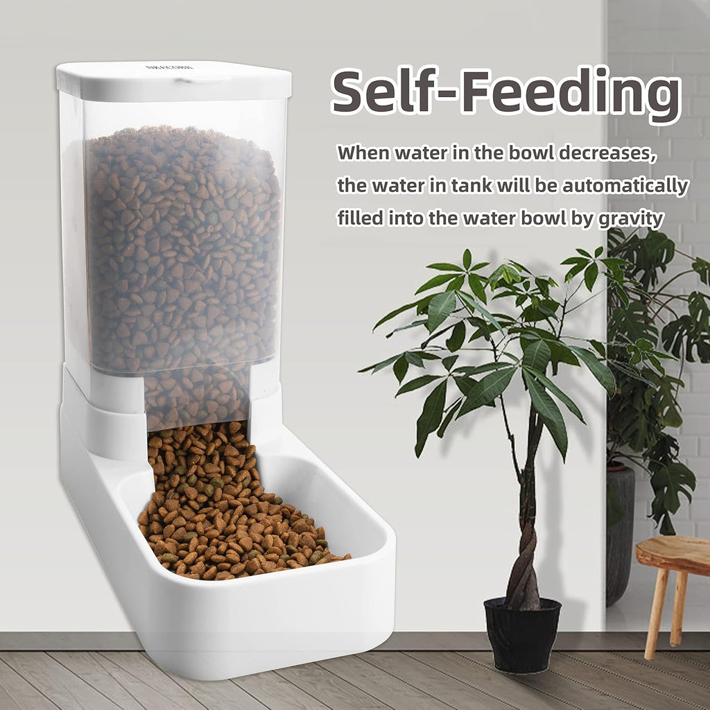 NKECOBJI manual gravity fed automatic pet feeder dispensing dry kibble for small and medium pets