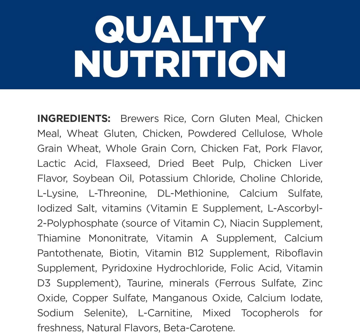 Side profile of Hill's prescription cat food bag showing feeding guide