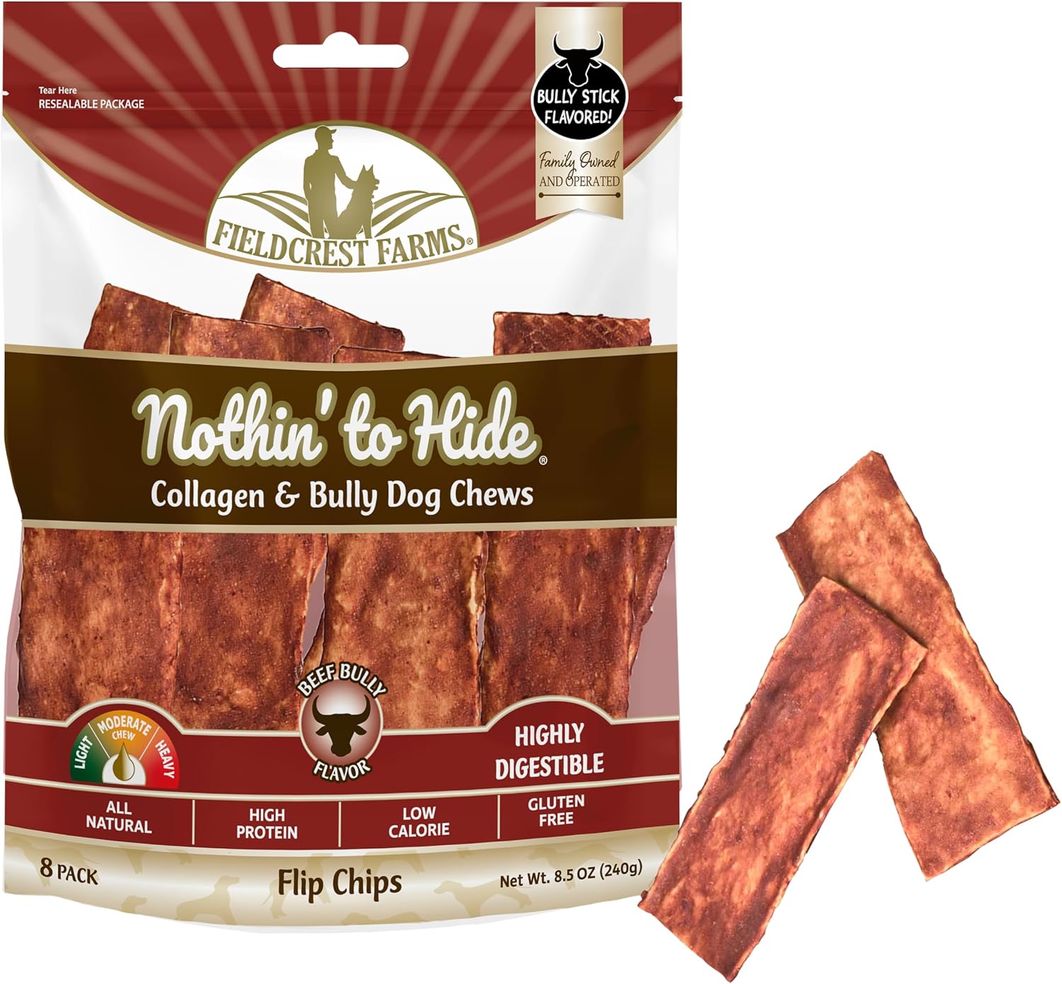 Fieldcrest Farms Nothin to Hide Flip Chips Dog Chews - Natural Rawhide Alternative Treats for Dogs, Collagen Based Snack for Moderate Chewers Up to 35lbs, Chicken Flavor - Image 13