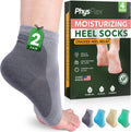 PhysFlex moisturizing gel heel socks front view showing open toe design