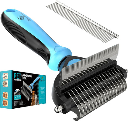 Spring Blossoms-2 in 1 Professional Grooming Rake for Cats & Dogs-Dematting Comb for Easy Mats & Tangles Removing,Pet Brush Safe No More Nasty Shedding and Flying Hair (Orange) - Image 11
