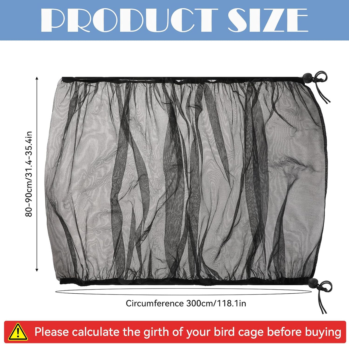 Trinkrittey adjustable bird cage net cover installed on cage stand