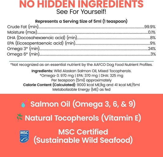 Chew + Heal Labs wild fish oil supplement liquid pump bottle for dogs and cats.